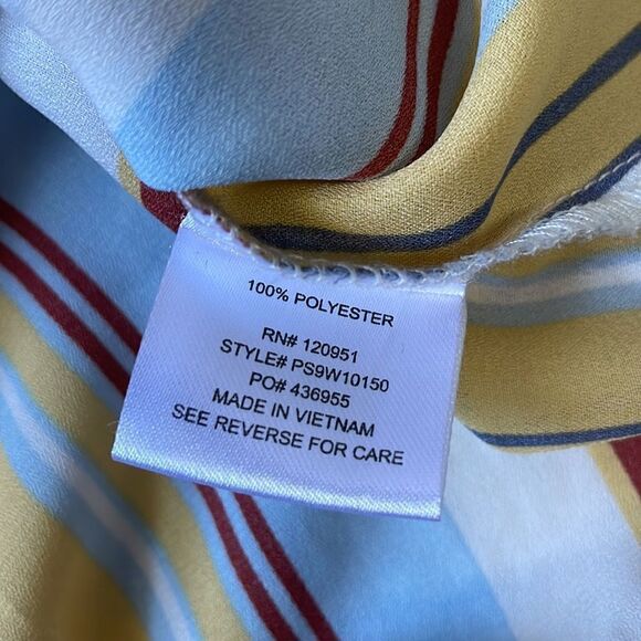 Pink Rose Retro 70s Vibe Faux Wrap Striped Peplum Blouse (Size: Large) - Picture 10 of 12